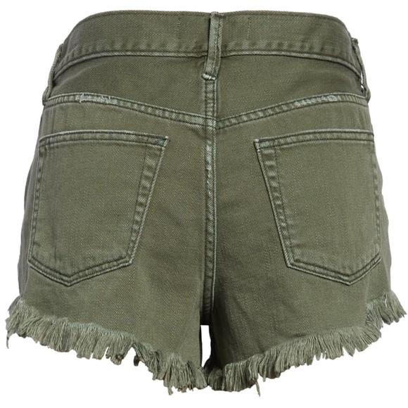 Free People Cutoff Denim Shorts Sage Green 25 - Picture 2 of 3